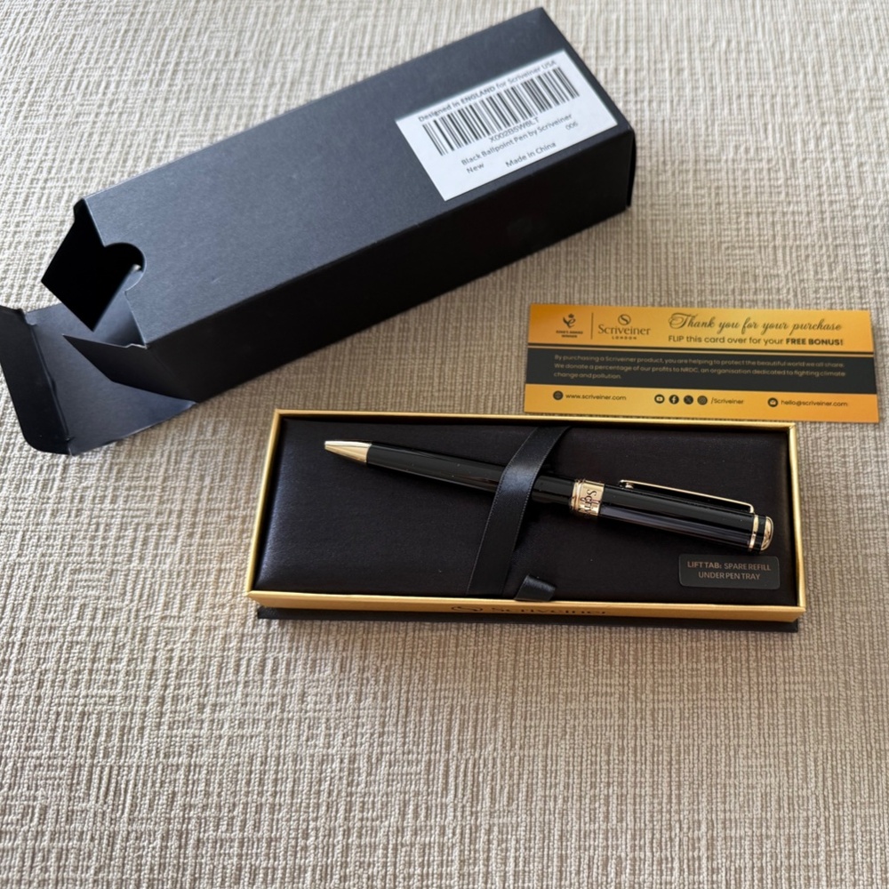 Scriveiner Black Lacquer Ballpoint Pen - Stunning Luxury Pen #205534688494